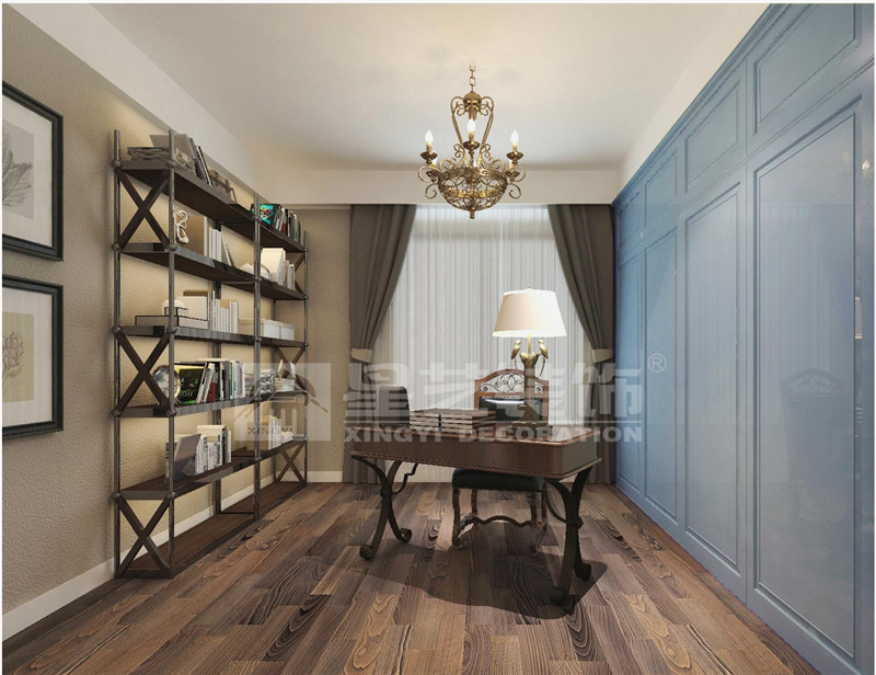 山水方園150平美式鄉(xiāng)村書房裝修設(shè)計效果圖