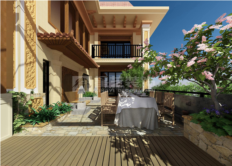 鳳景灣350平東南亞陽臺(tái)裝修設(shè)計(jì)效果圖