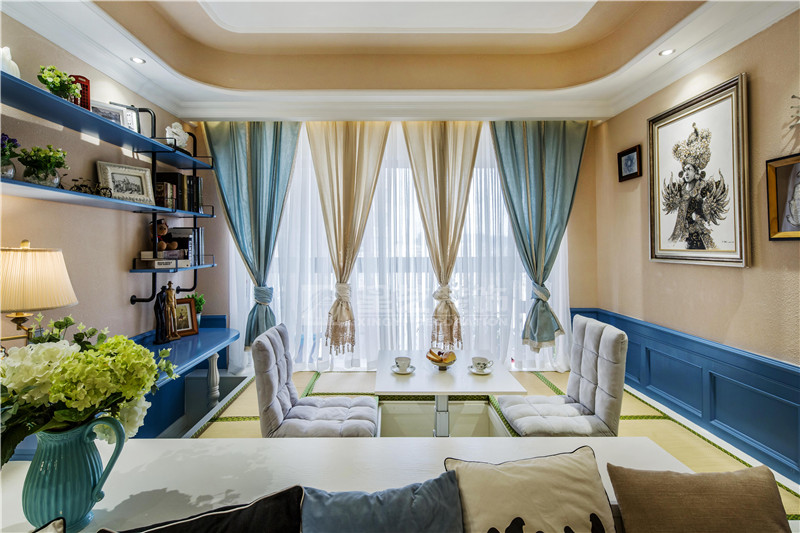 鳳嶺山語城89平美式地中?？蛷d裝修實景圖