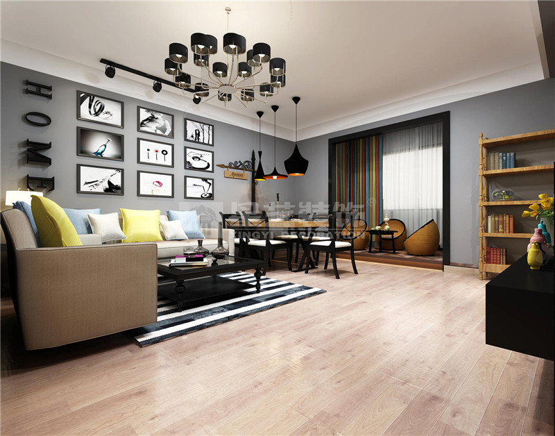 歐景庭園80平北歐風格客廳裝修效果圖