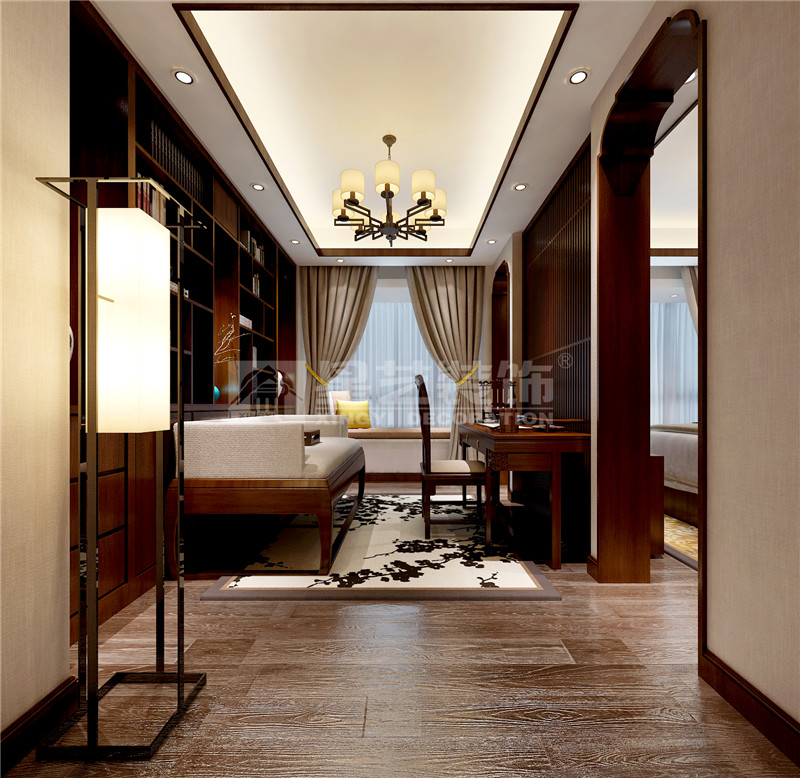 港龍小區(qū)300平新中式書房裝修設(shè)計效果圖