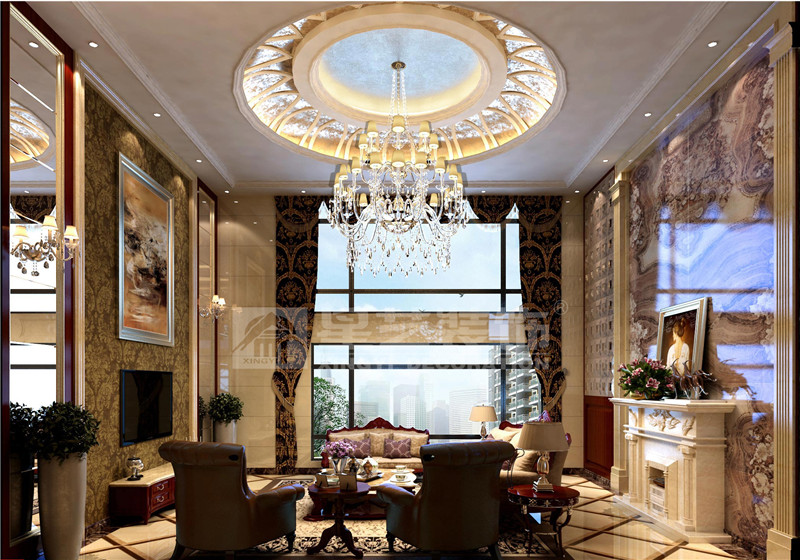 華凱逸悅豪庭400平歐式風格客廳裝修效果圖