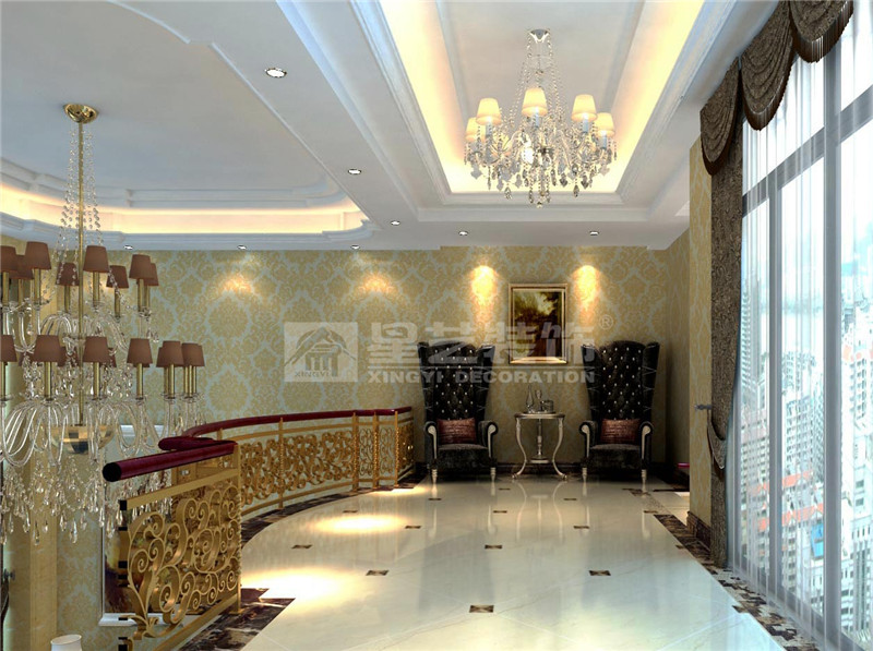 昌泰東盟園200平簡歐風(fēng)格過道裝修效果圖