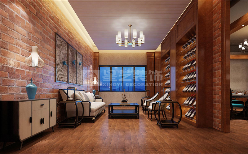 東盟慧谷西餐廳300平品酒區(qū)裝修設計效果圖