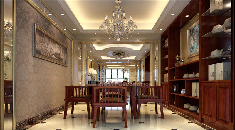 華凱逸悅豪庭400平歐式風格茶室裝修效果圖