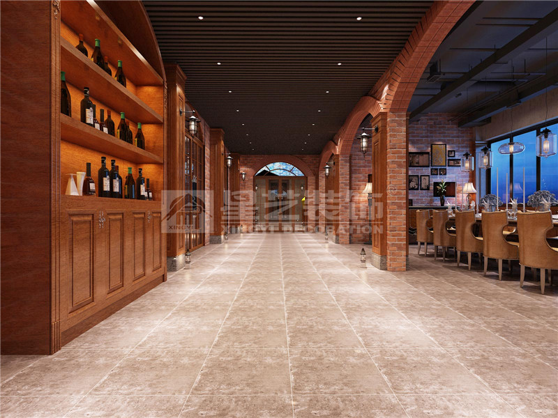 東盟慧谷西餐廳300平用餐過道區(qū)裝修設計效果圖