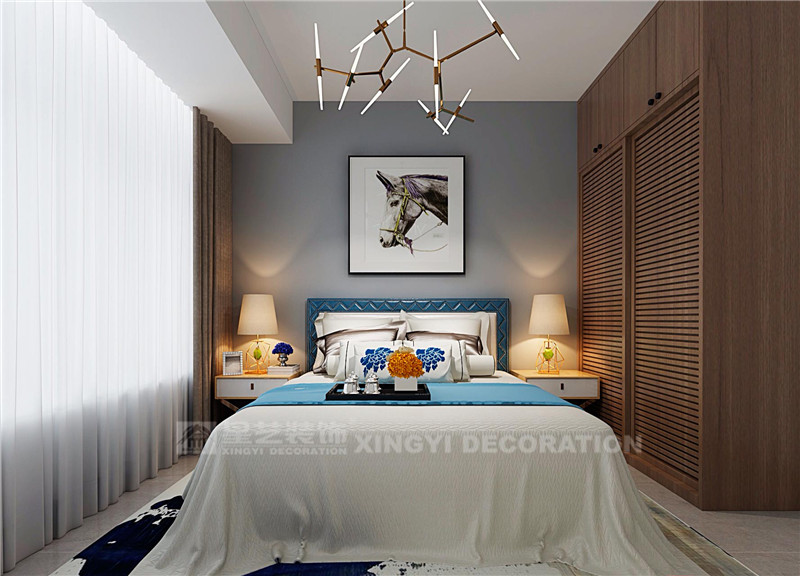 萬達茂120平新中式臥室裝修效果圖
