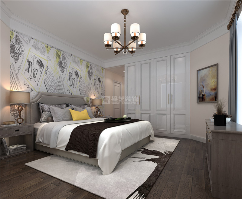 龍基傳媒星城120平現代風格主臥裝修效果圖
