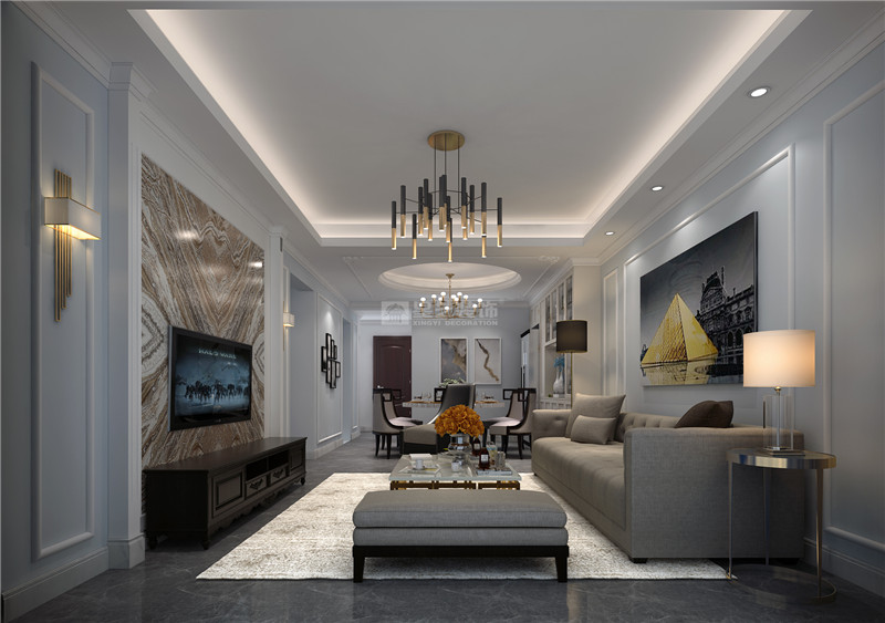 龍基傳媒星城120平現代風格客廳裝修效果圖
