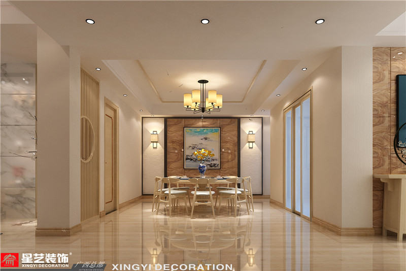 鳳景灣330平新中式餐廳裝修效果圖