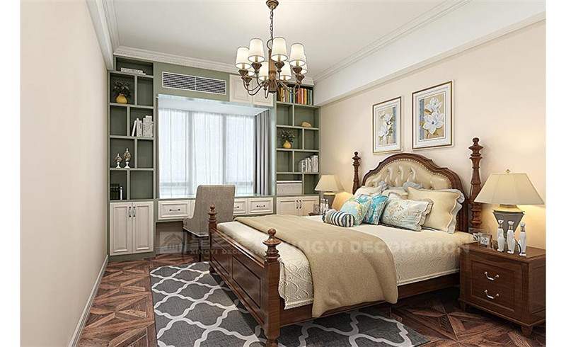 南湖名都120平美式風格臥室裝修效果圖