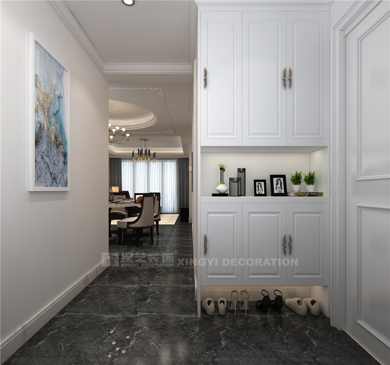 龍基傳媒星城120平現代風格入戶鞋柜裝修效果圖