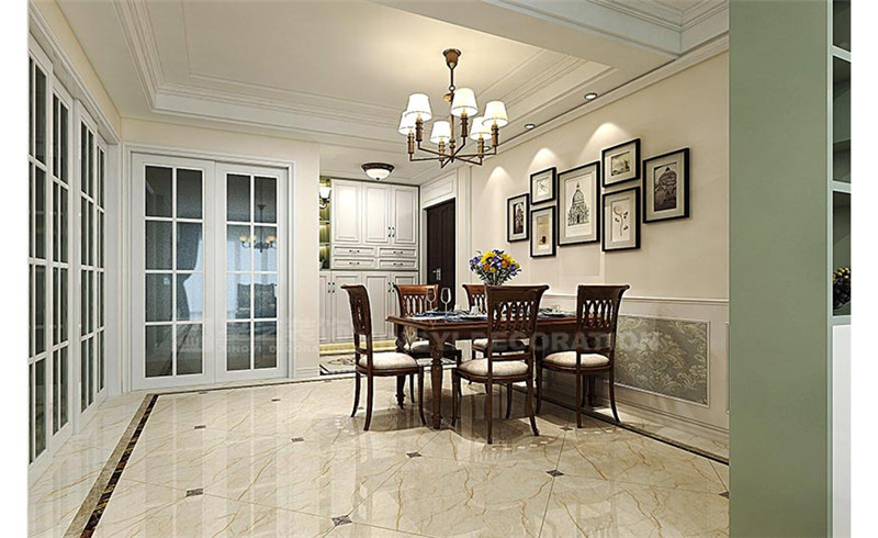 南湖名都120平美式風格餐廳裝修效果圖