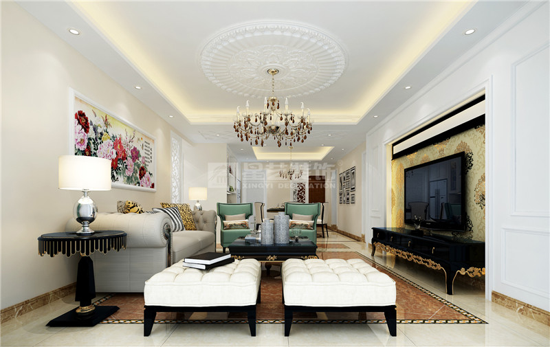 云星錢(qián)隆首府140平客廳裝修效果圖