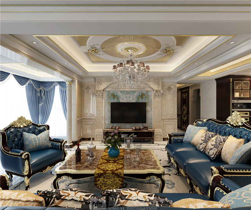 綠地中央廣場(chǎng)210平客廳裝修效果圖