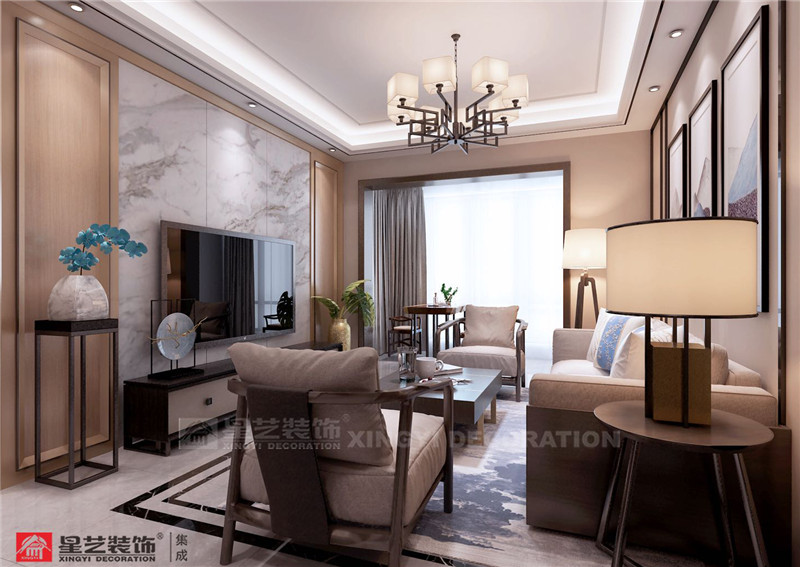保利領繡前城105平客廳裝修效果圖