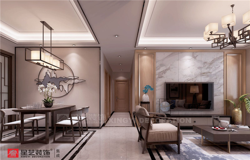 保利領繡前城105平客餐廳裝修效果圖