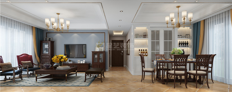 華潤二十四城120平客餐廳裝修效果圖