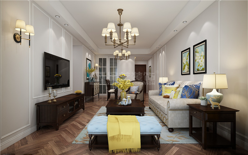 天譽花園89平客廳裝修效果圖