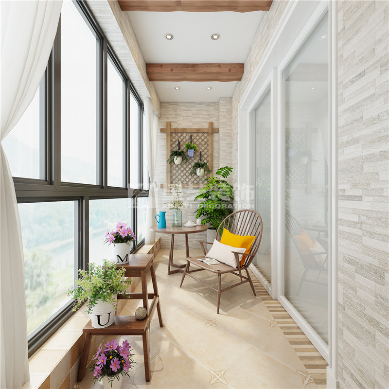 保利領(lǐng)繡前城110平陽臺(tái)裝修效果圖