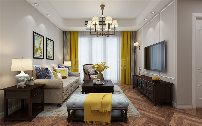 天譽花園89平客廳裝修效果圖