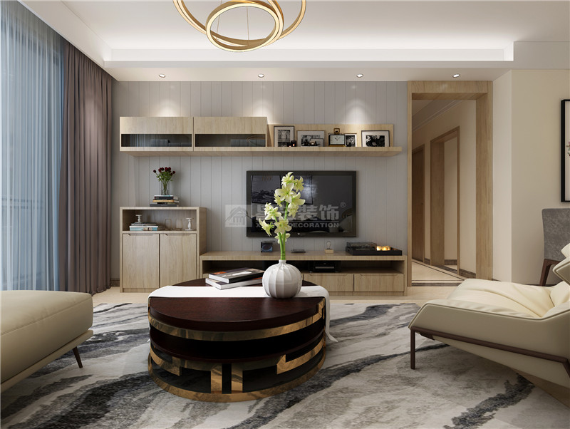 保利領(lǐng)繡前城119平客廳裝修效果圖