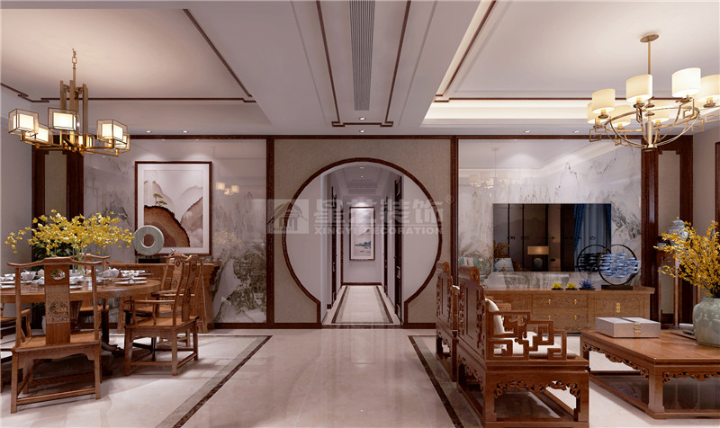 綠地中央廣場(chǎng)150平客餐廳及過道裝修效果圖