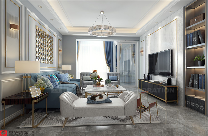 華發(fā)國(guó)賓壹號(hào)124平客廳裝修效果圖