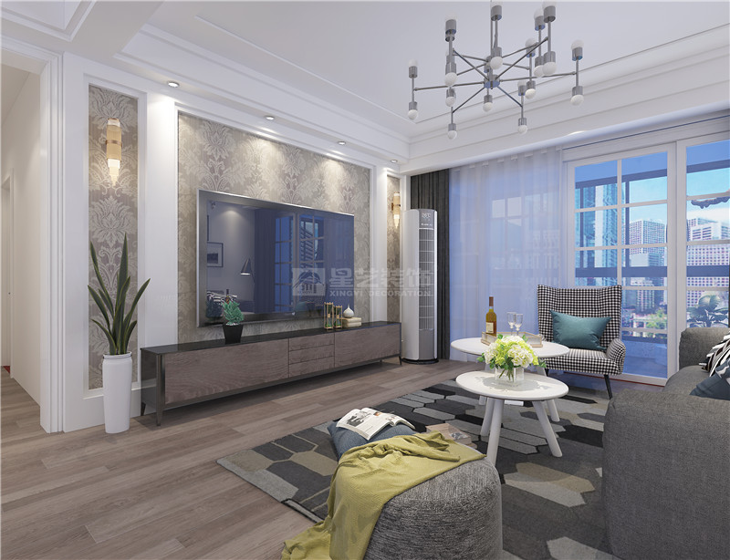 天健世紀(jì)花園130平客廳裝修效果圖