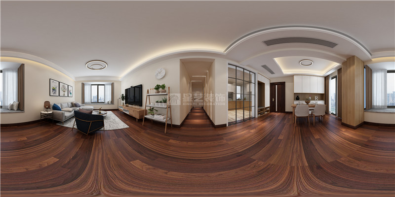 華發(fā)國賓壹號 134平客餐廳過道，廚房，裝修效果圖