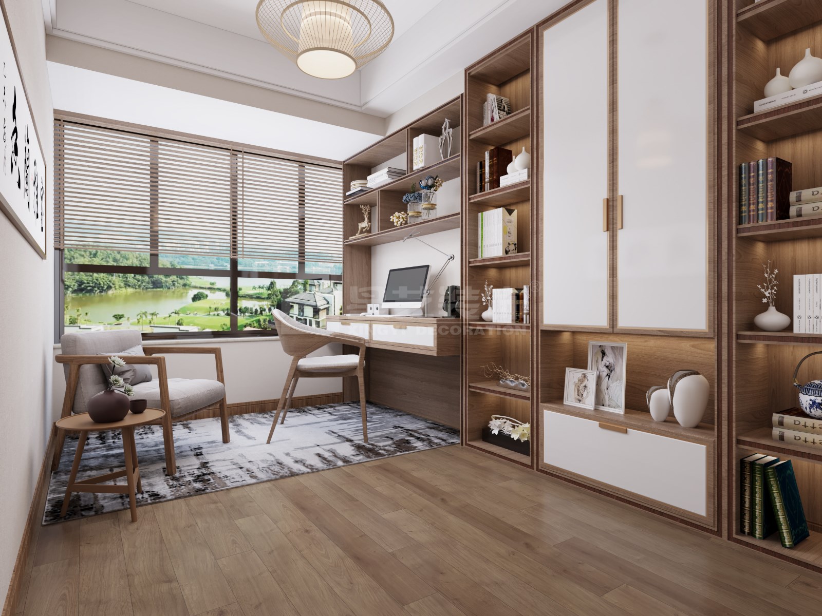 安吉山語(yǔ)城156平復(fù)式書(shū)房裝修效果圖
