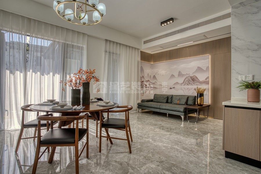 招商十里云裳160平新中式客廳實景