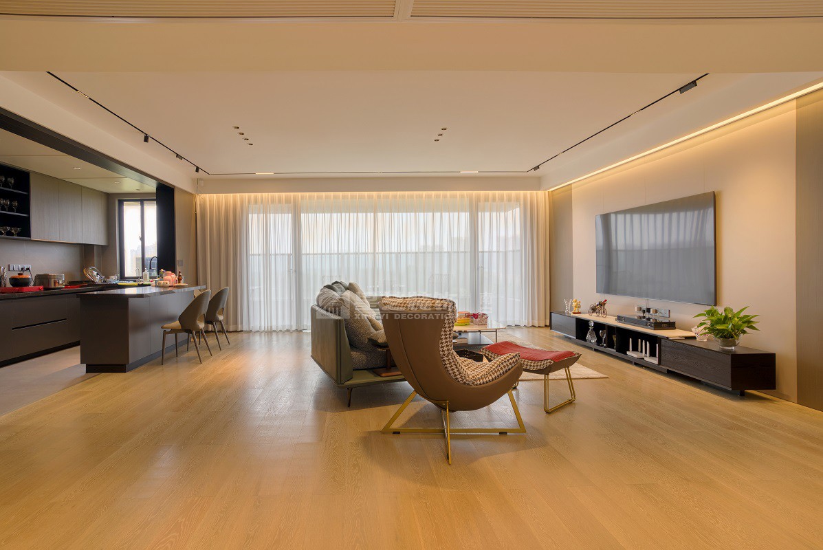 嘉和城溫泉小鎮(zhèn)170平現(xiàn)代風(fēng)格客廳裝修實景