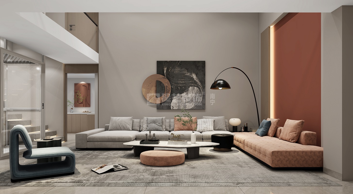 江南院子280平現(xiàn)代風格客廳裝修效果圖