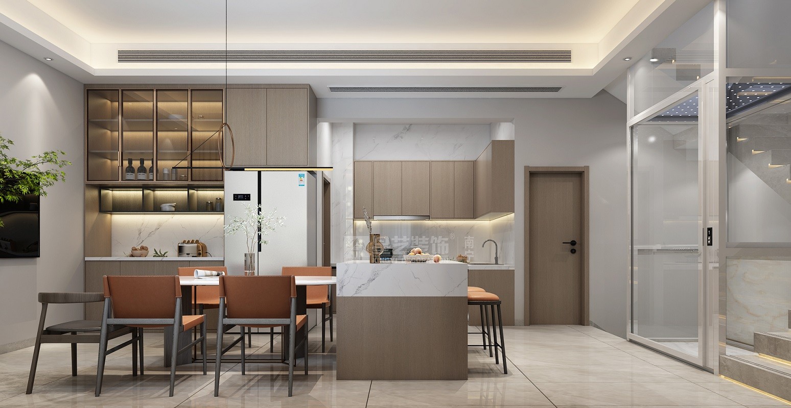 江南院子280平現(xiàn)代風格餐廳裝修效果圖