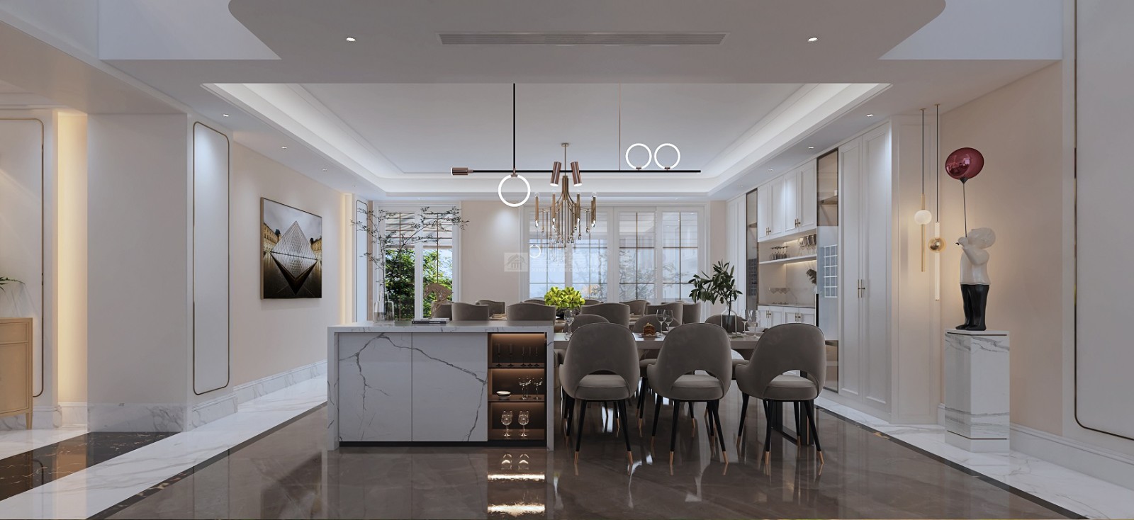 翡麗灣800平現(xiàn)代輕奢餐廳裝修效果圖