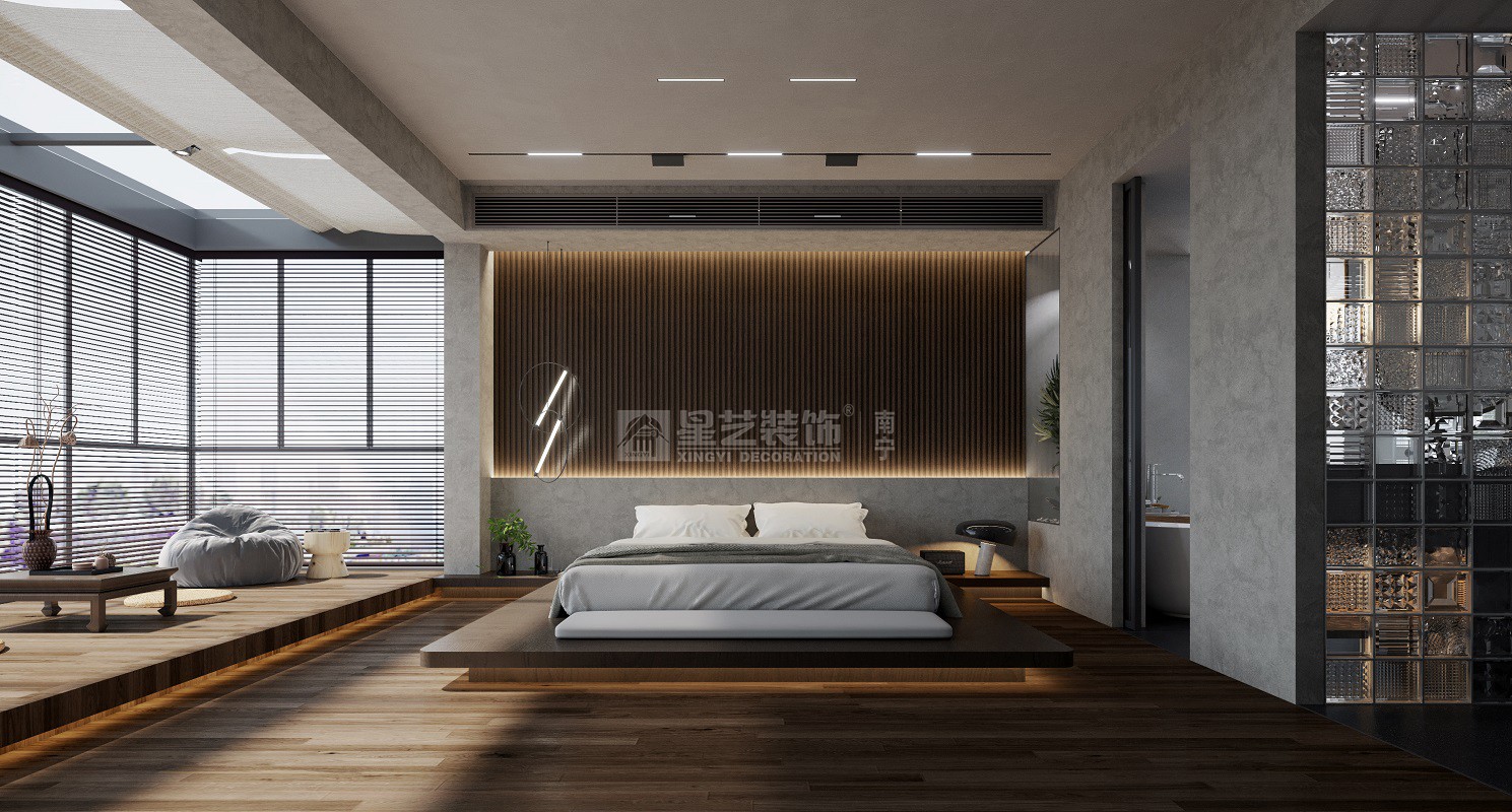 大唐臻觀197平工業(yè)侘寂風(fēng)臥室裝修效果圖