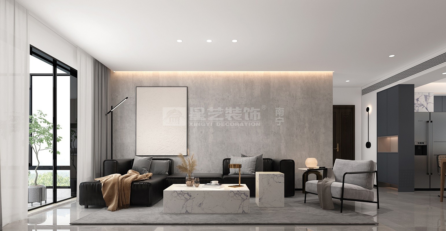 翡翠時光128平現(xiàn)代風(fēng)格客廳裝修效果圖