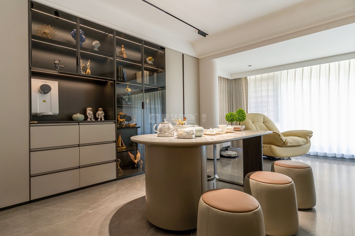 保利天悅臺(tái)129平現(xiàn)代簡約風(fēng)格茶室裝修實(shí)景