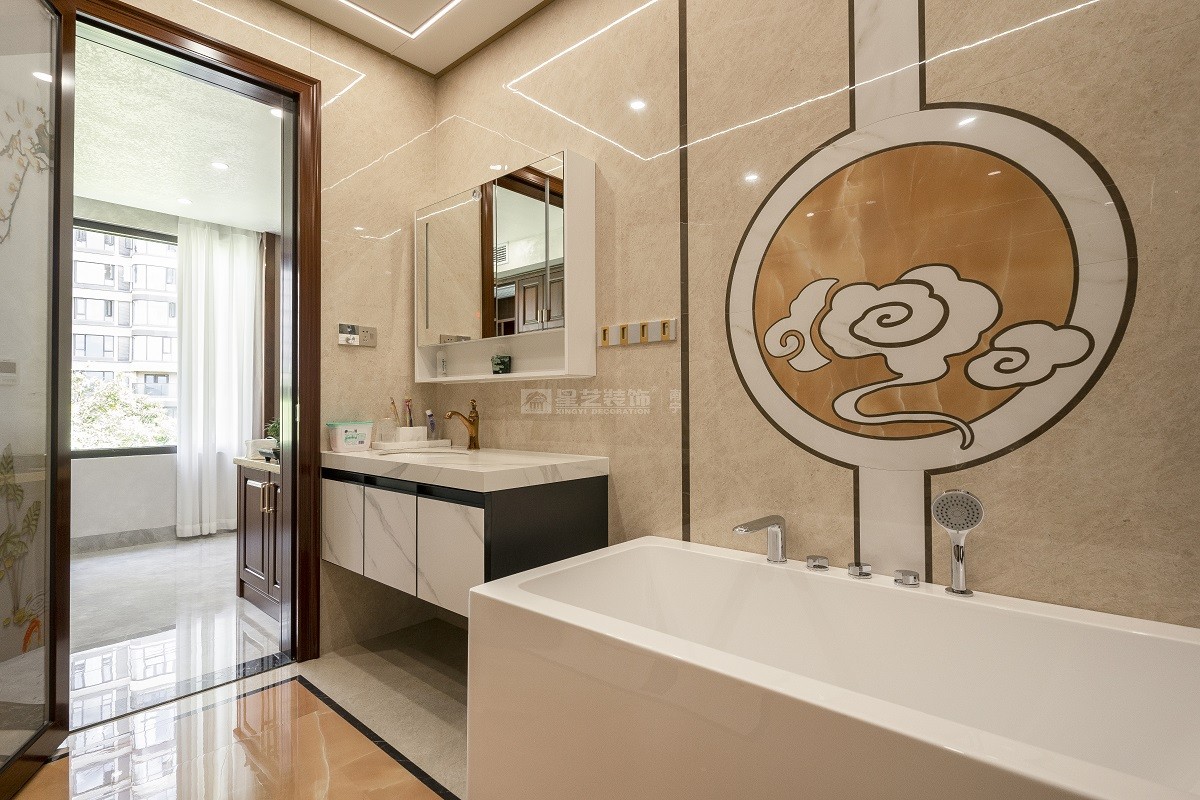 冠江墅 800平新中式衛(wèi)生間裝修實景