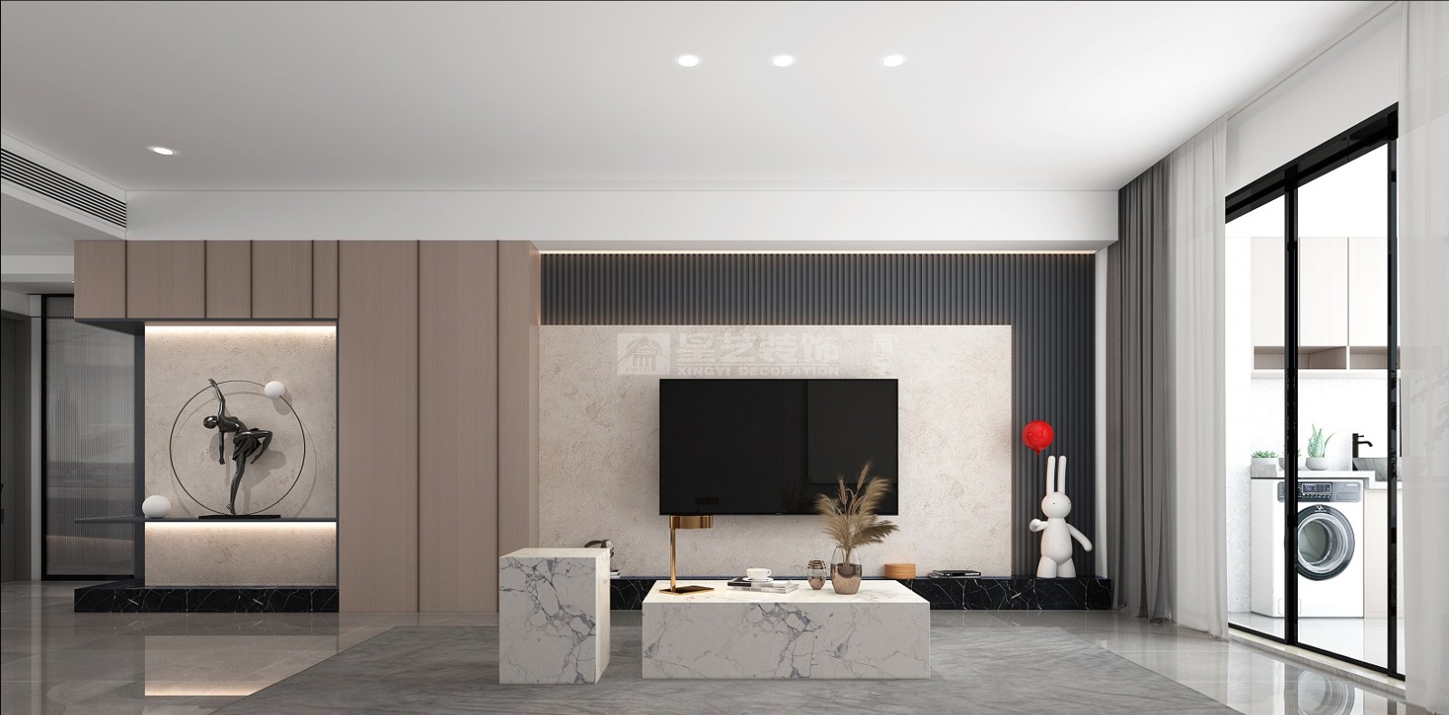 翡翠時光128平現(xiàn)代風(fēng)格客廳裝修效果圖