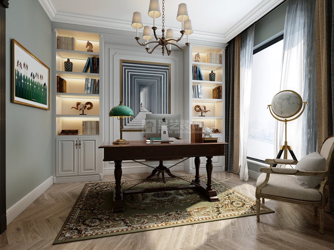 名門(mén)天境134平法式風(fēng)格書(shū)房裝修效果圖