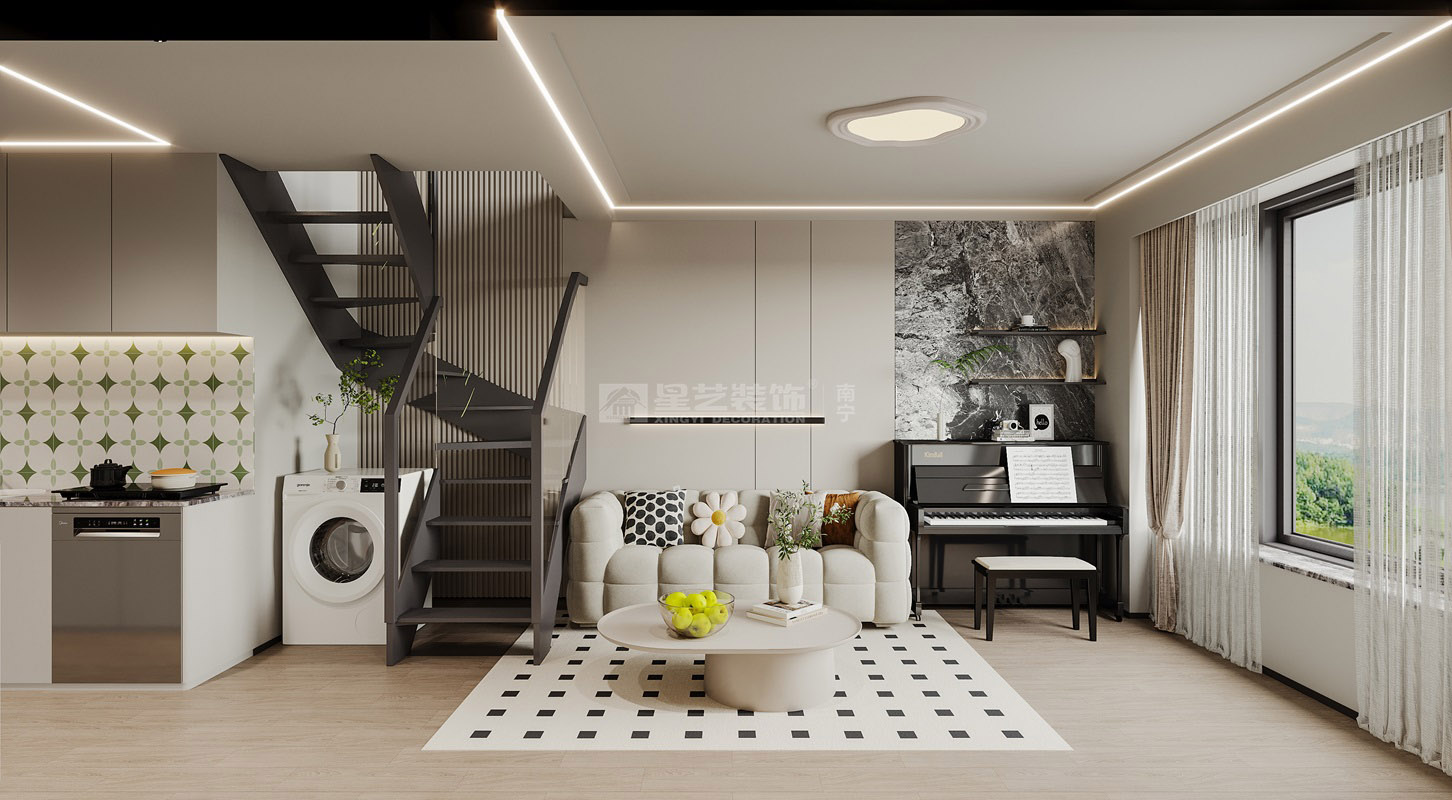 建發(fā)央著65平loft現代風格客廳裝修效果圖