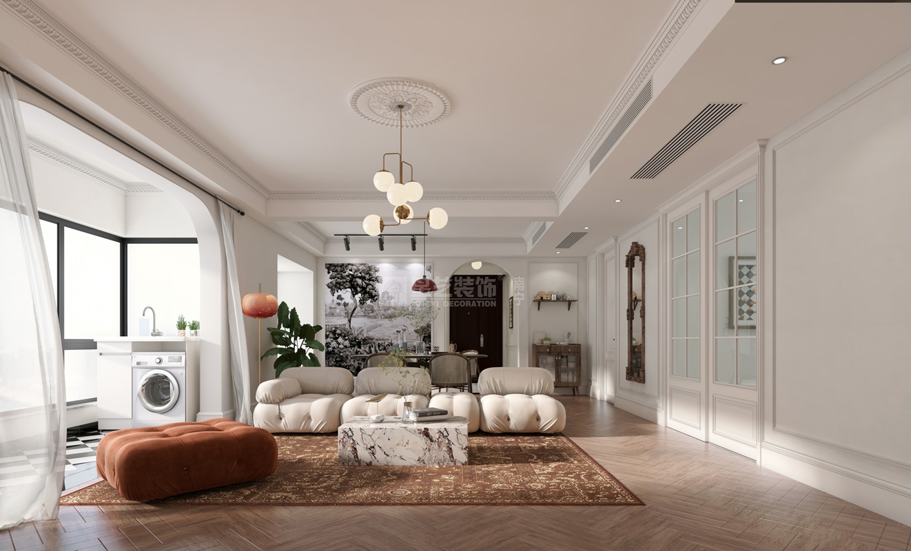 名門(mén)天境134平法式風(fēng)格客廳裝修效果圖