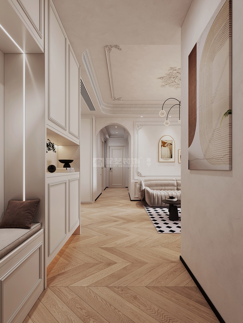 唐樾青山100平法式風格入戶玄關裝修效果圖