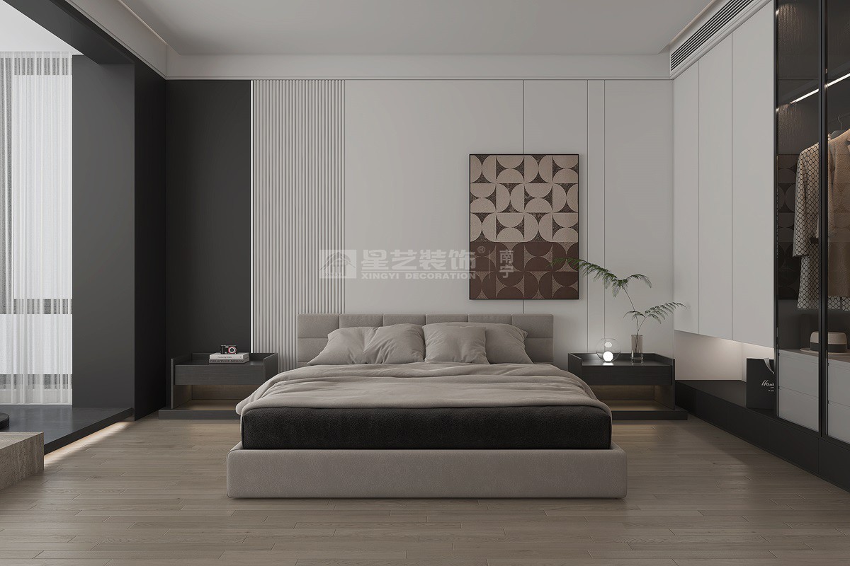 龍光天曜400平極簡風格臥室裝修效果圖