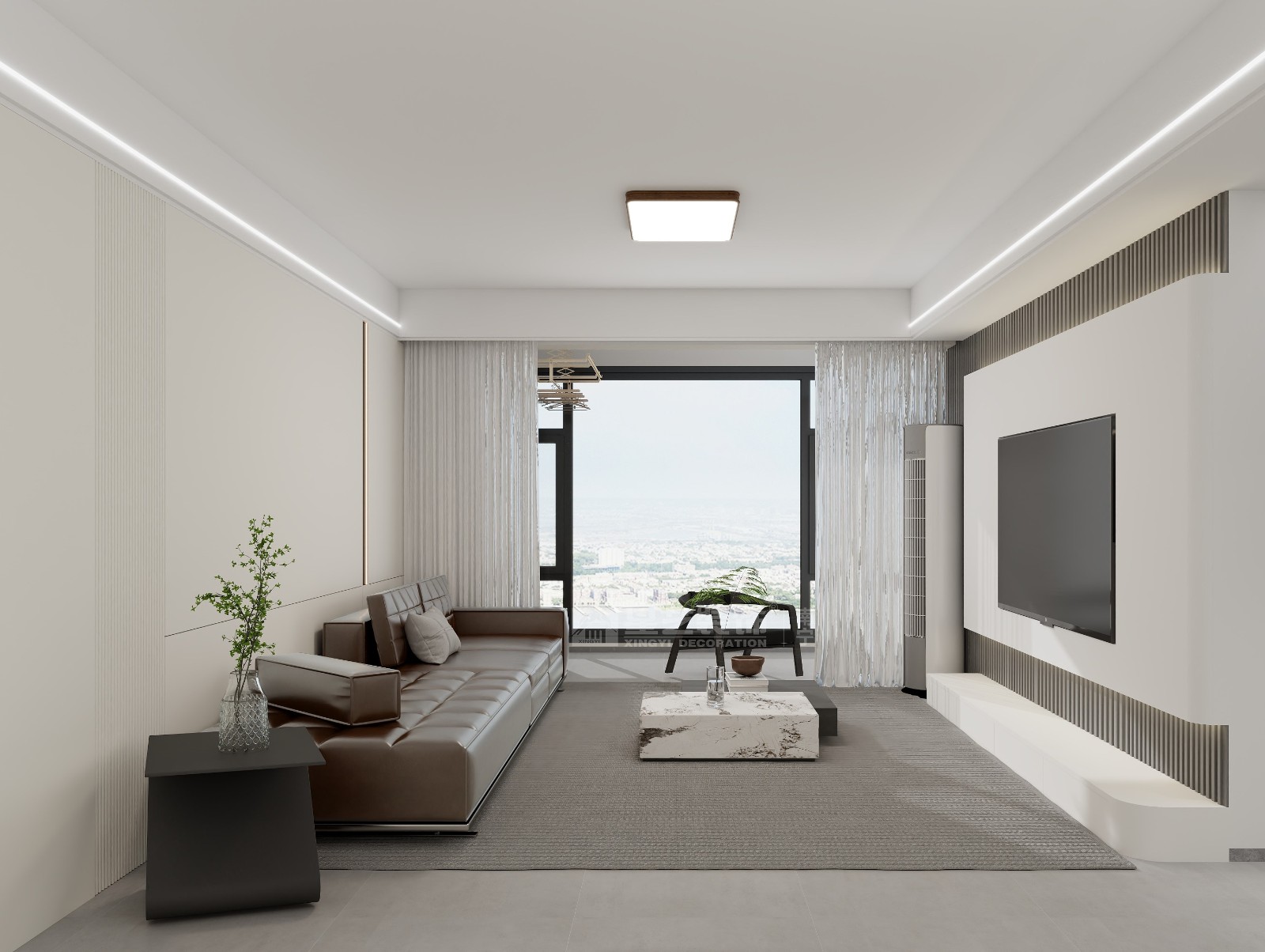 財富廣場120平現(xiàn)代風(fēng)格客廳裝修效果圖