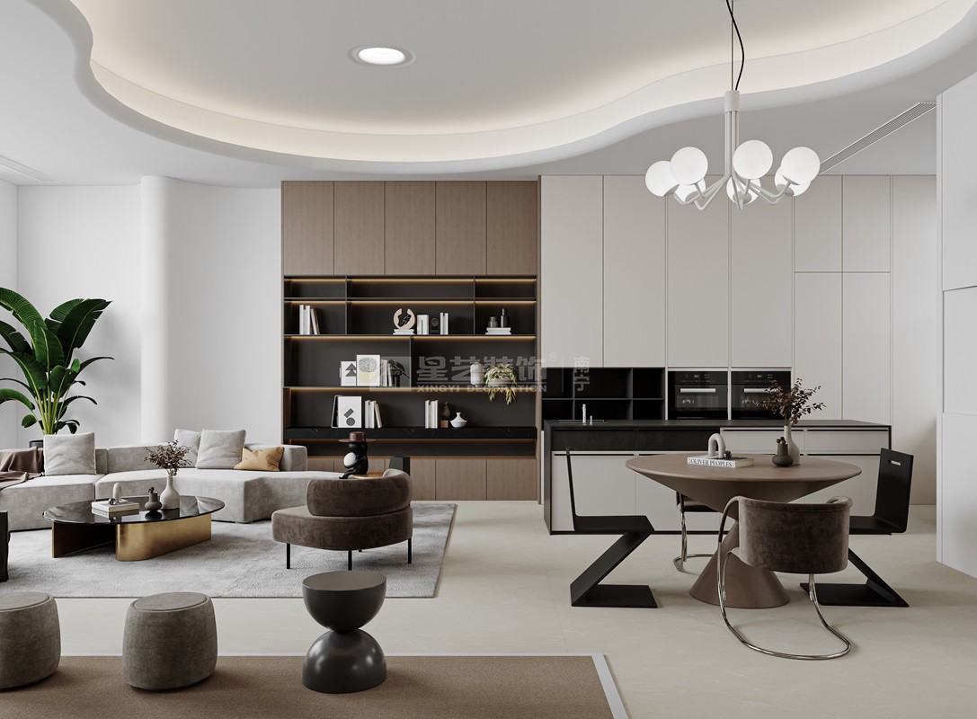 龍光天曜400平極簡風格客廳裝修效果圖