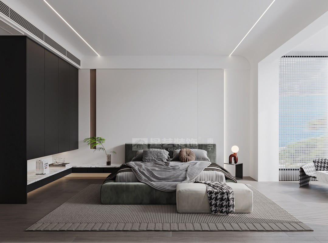 龍光天曜400平極簡風格臥室裝修效果圖