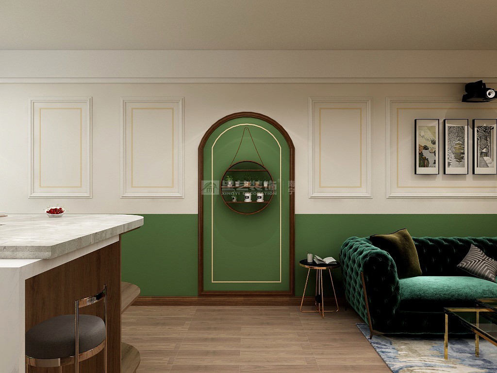 保利21世家金領(lǐng)居86平南洋風格裝修效果圖